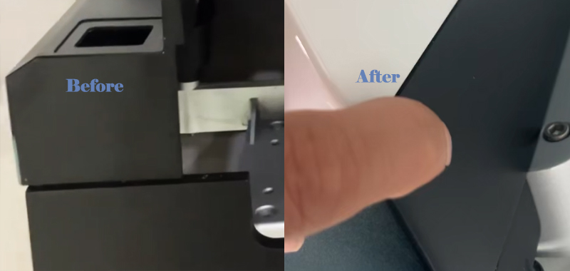 Plastic molded part with visible assembly gap before mold repair